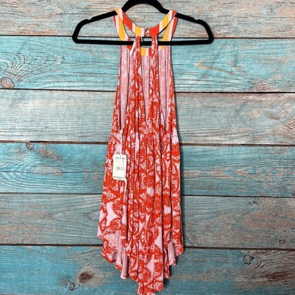 Free People MiMi Tunic Top NWT Lavender Combo Size S Flowy Cut Out Back Halter - Picture 5 of 10